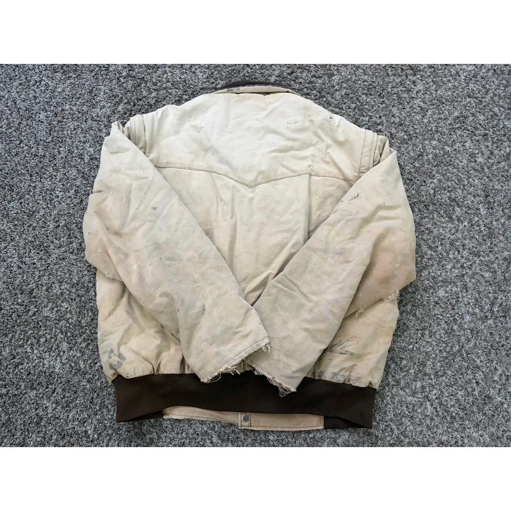 Pella Big Dutch Canvas Work Coat Distressed Flannel Lined Convertible Large USA